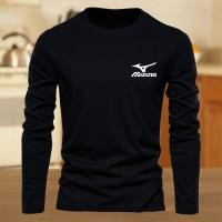 ราคา 2025 MIZUNOเสื้อแขนยาวชาย สีทึบแขนยาวสำหรับผู้ชายแห้งอย่างรวดเร็ว เสื้อยืดแขนยาวระบายอากาศสีดำเสื้อยืดผู้ชาย คอกลม ถัง (25692315992)