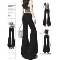 ราคา MZVZ กางเกงยีนส์ขาบานเอวต่ำ สีดำ (25886378690)