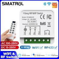 ราคา SMATRUL DC AC 16A Tuya WiFi RF433 Smart Wireless Switch Light Switching Lamp Mini 2 Way Dual Control Module On Off Device Timer Breaker For Google Home Alexa tmall genie 天猫精灵 (19126132602)