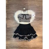 ราคา สวยตะโกน ไปเลย เซต 2 ชิ้น เกาะอก เสื้อลายสก็อตแต่งลูกไม้ อกเสริม ฟองน้ำ มาพร้อมกระโปรงชีฟ้อง แต่งระบาย เนื้อสวยมาก มีซับในกางเกง สุดหรู โอ๊ยยย บอกเลย เรียบ หรู ดูแพง (25396270042)