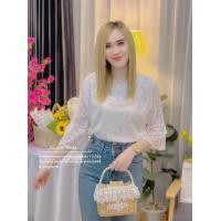 ราคา เสื้อลูกไม้ใส่ทำบุญ เสื้อขาว ผ้านิ่ม ใส่สวยมาก ผู้หญิง (22285595678)