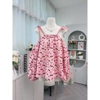 ราคา สาวอวบใส่ได้อกถึง 38 เสื้อผูกโบว์ไหล่สไตล์เกาหลี ทรงใหญ่สาวอวบใส่ได้ (25006181608)