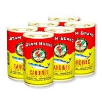 ราคา AYAM ปลากระป๋องปลาซาร์ดีน เนื้อนุ่ม แน่น อร่อย ฉ่ำในซอสมะเขือเทศ 6 กระป๋อง ตรา อะยัม กระป๋องละ 155 กรัม (17202881945)