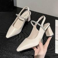 ราคา รองเท้าส้นสูงแบบฝรั่งเศส ทรงหัวแหลม สายรัดแบบหนึ่งแถบ ประดับเพชร รองเท้าแต่งงานสีขาว รองเท้าส้นสูงแบบสวมสบายสำหรับผู้หญิง (24503600437)