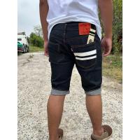 ราคา กางเกงยีนส์ขาสั้น สีน้ำเงินเข้ม สกรีนMomotaro ผ้าดิบ15 7Oz ริมแดง เป้ากระดุม มี ไซส์28 40 (24397393441)