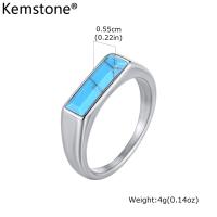 ราคา Kemstone Turquoise ตาเสือแหวนเหล็กสแตนเลสสำหรับผู้ชายเครื่องประดับแฟชั่นสีเงินทอง (24610700644)