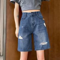 ราคา Denim Shorts With Belt for Women Casual Fashion Wide Leg High Waist Jeans (24295163465)