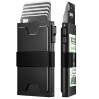 ราคา Slim Card Holder Wallet for Men RFID Blocking Minimalist Mens Wallet Metal Pop Up Wallet with Cash Band (24611495053)