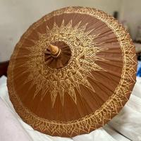 ราคา ร่มเคลือบสีน้ำมัน ลายไทยกนก กันน้ำ ขนาดรัศมี 1417 นิ้ว (24634044815)