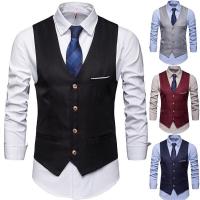ราคา Really Stock Mens Classic Formal Business Slim Fit Dress Vest Suit Tuxedo Waistcoat Asian size S 6XL Without white shirt (4751918911)