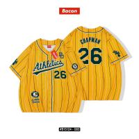 ราคา Bacon 26 เสื้อเบสบอลทรง Oversize กระดุมจริง งานพิมพ์ลายทั้งตัว อก 46 52 (126490963440)