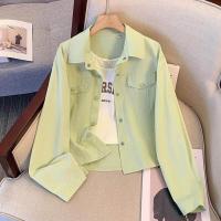 ราคา YIQINGDAI เสื้อโปโลแขนยาวสไตล์ชุดทำงาน สีเขียวอะโวคาโด ทรงกระชับ (26336171651)