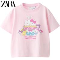 ราคา Zara เสื้อผ้าเด็กใหม่ Girl HELLO KITTY Co เสื้อยืดแขนสั้นสีชมพูแบรนด์ J (24686863996)