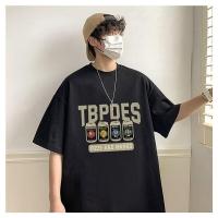 ราคา Hanlu เสื้อยืดแขนสามส่วนสำหรับผู้ชายเสื้อทรงหลวมพิมพ์ลายทรงหลวมสไตล์อเมริกันฤดูร้อนแฟชั่นวัยเยาว์อินเทรนด์ (126522232557)