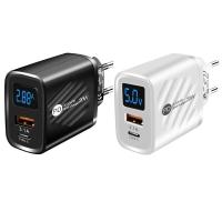 ราคา เครื่องชาร์จเร็ว USB C PD 20W การชาร์จด่วนจอแสดงผลดิจิตอลสำหรับปลั๊ก iPhone Samsung Xiaomi UK หัวชาร์มือถือแบบมีตัวเลขบอกกำลังวัต อแดปเตอร์ชาจไว 25 w type c ที่ชาร์จมือถือ (126695019326)
