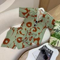 ราคา พร้อมส่ง ชุดเซตสั้น 3 ชิ้น ผ้าไหมอิตาลี ลายดอก ฮาวาย ทะเล เสื้อเชิ้ตแขนสั้นกระดุมหน้า เกาะอกระบาย กางเกงเอวเรียบสม็อคหลังมีกระเป๋า สาวอวบ แฟชั่น คาแฟ่ A6345 (24353437568)