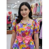 ราคา เสื้อลายดอกผู้หญิงเสื้อย้อนยุคผู้หญิงเสื้อลายดอกแขนตุ๊กตาเสื้อลายดอกย้อนยุคแถมเข็มขัดโบว์ไม่รวมสร้อยคอ (26155900341)