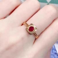 ราคา แหวนหินทับทิมสีแดงทรงทับทิมพันธุ์โบราณชุบทอง 18K (25840666625)