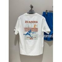 ราคา Diadora เสื้อแขนสั้นแบบหลวมชายระบายอากาศช้าพิมพ์ลายกีฬาเทนนิส200GSM คุณภาพสูง (24576078456)