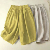 ราคา Lieoyuarn กางเกงขายาว 5 6 ขาบานเอวสูง ผ้าลินิน สบายๆ สำหรับฤดูร้อน (25674577896)