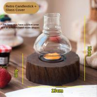 ราคา THAILUCKY ที่วางเทียน ท่อนไม้ เชิงเทียนไม้สัก ธรรมชาติ มีแก้วครอบ สำหรับตกแต่ง ร้านอาหาร ห้องศึกษา เครื่องประดับเดสก์ทอป candlelight dinner (15776546443)
