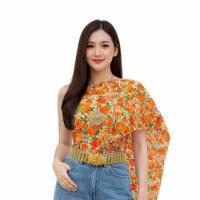 ราคา เสื้อสไบลายดอกผ้าคอตต้อนผู้ใหญ่คู่กับยีนส์ เสื้อสไบลายดอกผู้ใหญ่ สไบแฟชั่นสงกรานต์ (126614520998)