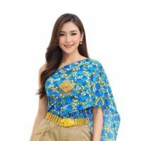 ราคา เสื้อสไบลายดอกผ้าคอตต้อนผู้ใหญ่คู่กับยีนส์ เสื้อสไบลายดอกผู้ใหญ่ สไบแฟชั่นสงกรานต์ (126614520996)