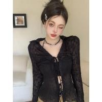 ราคา Cici Y29 เสื้อซีทรูผ้าชีฟองแขนยาวคอปก ผูกเชือกด้านหน้า ปลายแขนกว้างระบาย (18838477175)