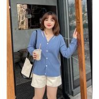 ราคา CiCi Plus 3266 เสื้อCardiganไหมพรม สีพื้นเบสิค กระดุมหน้า แต่งสายไขว้หน้าอกเพิ่มกิมมิคน่ารักๆ สาวอวบอ้วน (17110654847)