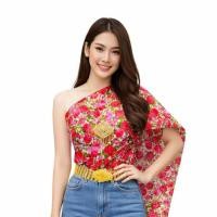 ราคา เสื้อสไบลายดอกผ้าคอตต้อนผู้ใหญ่คู่กับยีนส์ เสื้อสไบลายดอกผู้ใหญ่ สไบแฟชั่นสงกรานต์ (126614521000)