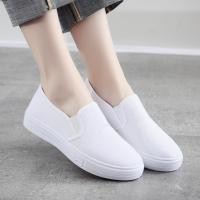 ราคา รองเท้าผ้าใบผู้หญิง รองเท้าผ้าใบสีขาวล้วน ด้านหลังแต่งอักษร เบอร์ 35 40 (16970756630)