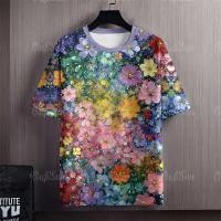ราคา เสื้อยืดผู้ชายลายดอก 2569 เสื้อสงกรานต์ ดอกไม้สีขาวและสตรอว์เบอร์รีสีแดงพร้อมผีเสื้อสีฟ้า เสื้อยืดแขนสั้น ผ้านุ่มสบาย (126616545549)