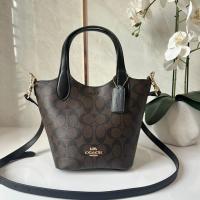 ราคา กระเป๋าสะพายสตรี กระเป๋าถือแบบใหม่ Coach Hanna Bucket 7 6 นิ้ว กระเป๋าทรงจีบ (23376894397)
