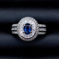 ราคา แหวนพลอยไพลินบางกะจะจันทบุรี BLUE SAPPHIRE เรือนเงินแท้92 5 ชุบทองคำขาว พลอยสีน้ำเงินกำมะหยี่เนื้อใสบ่าข้างประดับด้วยเพชรCZเกรดสวยพิเศษ (16104217554)