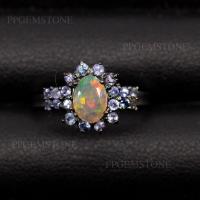 ราคา แหวนพลอยโอปอลเอธิโอเปีย Opal รุ้งสวย ล้อมด้วนพลอยแทนซาไนท์ Tanzanite ตัวเรือนเงินแท้92 5 ชุบทองคำขาว ไซส์นิ้ว 51 เบอร์ 5 5USมีใบรับประกันสินค้า (17464854534)