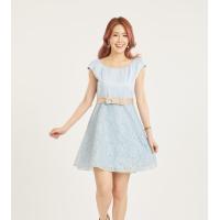ราคา ชุดเดรส Jousse Dress ชุดเดรสลูกไม้ออกงาน ไหล่ปาด สีฟ้าพาสเทล JYT3BU (16425306883)