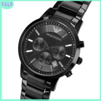 ราคา EMPORIO ARMANI AR2453 BLACK SILVER TONE STAINLESS STEEL MENS WATCH (23262347934)