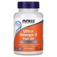 ราคา NOW Foods Ultra Omega 3 D 600 EPA 300 DHA 180 Fish Softgels น้ำมันปลา โอเมก้า3 (26130630741)