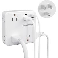 ราคา Multi Plug Outlet Extender with USB Amerisense 900J Wall Charger with 6 AC Outlets 4 USB Ports 2 Type C 2 Type A Ports Surge Protector Multiple Outlets for Home Kitchen Office White (24575511434)