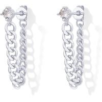 ราคา PAVOI 18K Gold Plated Sterling Silver Dangle Chain Earrings for Women Cubic Zirconia Studs Earscapes Earrings (24762681941)