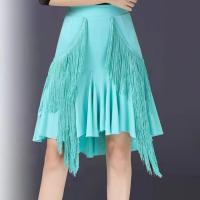 ราคา ชุดเดรสยาวมีพู่ยาวสำหรับผู้หญิงกระโปรงเต้นรำละตินเสื้อผ้าเต้นรำกระโปรงชุดปลายกระโปรงบานกางเกงกระโปรงหางปลา (23047701271)