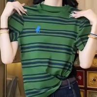 ราคา HUAXUNRAN เสื้อยืดแฟชั่นแขนสั้นลายขวางสำหรับฤดูร้อน (25040128630)