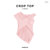 ราคา Nineties Design Soft Heart เสื้อยืดปาดไหล่ ชายเสื้อเฉียงทรงเข้ารูป รุ่น Aimer (126204168847)