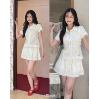 ราคา villie Autumn Set เสื้อเชิ้ตแขนสั้นกับกระโปรงกางเกงผ้าลูกไม้ (25233973470)