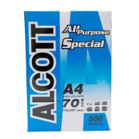 ราคา ขนาดA4 ALCOTT กระดาษถ่ายเอกสาร A4 70 แกรม 1 รีม 500 แผ่น ห่อสีฟ้า (25220312885)