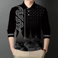ราคา เสื้อโปโลแขนยาวสีดำสำหรับผู้ชายเสื้อเชิ้ตแขนยาวสีเข้มพิธีไว้อาลัยเสื้อเชิ้ตแขนยาวสีดำ (25764103856)
