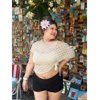 ราคา CiCi Plus J2086 เสื้อแขนสั้นซีทรู ผ้าลูกไม้ ยืดได้เยอะ ใส่ไปทะเล Y2K สไตล์สาวพลัสไซส์ (24382860668)