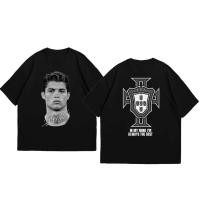 ราคา Cristiano Ronaldo ฟุตบอล Superstar Super แฟชั่นพิมพ์แขนสั้นผ้าฝ้ายเสื้อยืดผู้ชายผู้หญิงสวมใส่สไตล์อเมริกัน (126599330275)