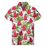 ราคา เสื้อฮาวายลายผลไม้แตงโมเขตร้อนของผู้ชายเสื้อสตรีทสั้นพิมพ์ลาย3D ลำลองเสื้อโปโลของผู้ชาย (24357424902)