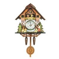 ราคา Perfk Creative Cuckoo Clock Carved Battery operated Clock Wooden Handcrafted Clock (22127408204)